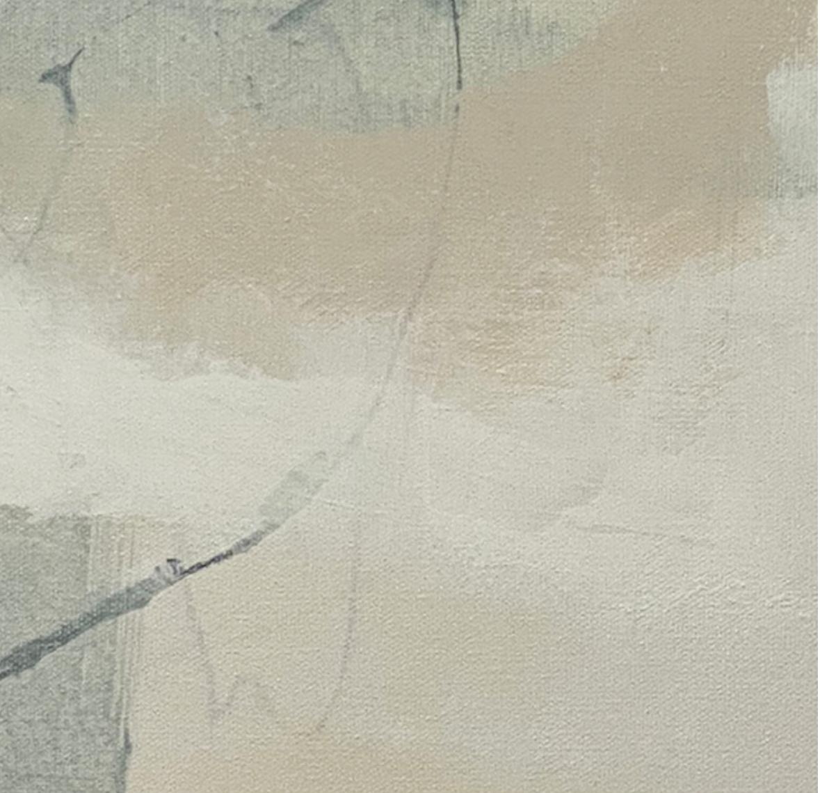 Articulate 6, astratto contemporaneo, neutro, verde acqua, marrone, bianco 24x24 pollici in vendita 5