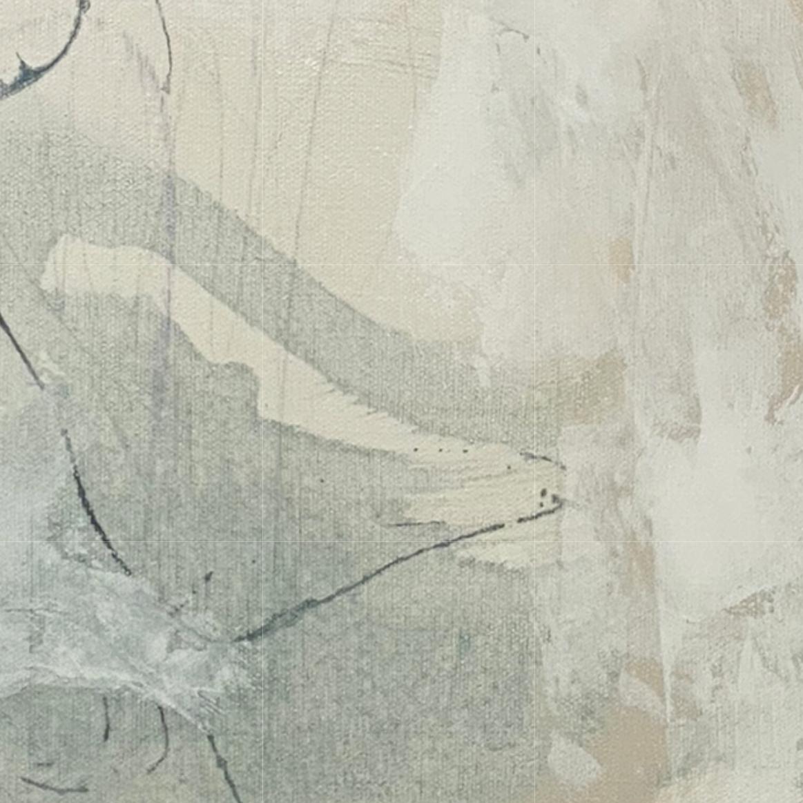 Articulate 6, abstrait contemporain, neutre, écume de mer, rotin, blanc 61 x 61 cm en vente 1