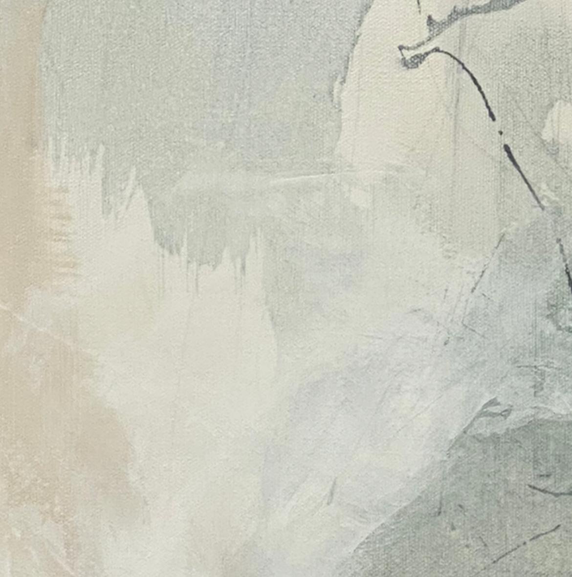 Articulate 6, abstrait contemporain, neutre, écume de mer, rotin, blanc 61 x 61 cm en vente 2