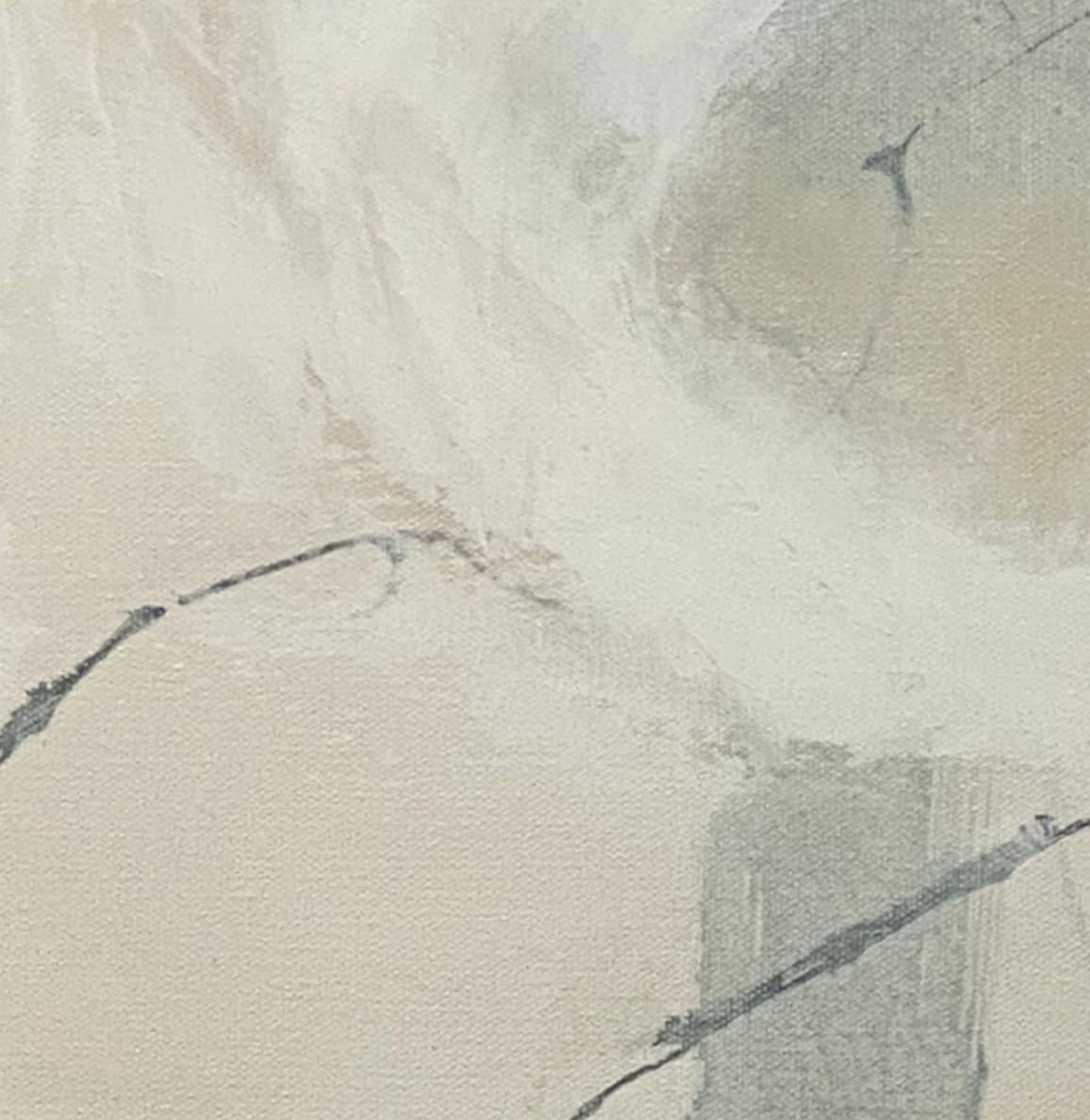 Articulate 6, abstrait contemporain, neutre, écume de mer, rotin, blanc 61 x 61 cm en vente 3