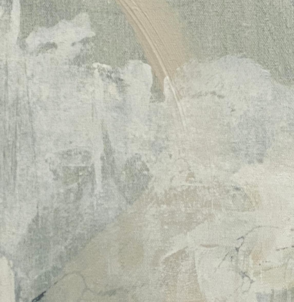 Articulado 7, abstracto contemporáneo, verde mar, tostado, blanco 24x24 pulgadas en venta 1