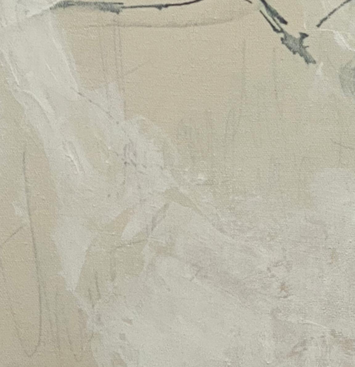 Articulado 7, abstracto contemporáneo, verde mar, tostado, blanco 24x24 pulgadas en venta 2
