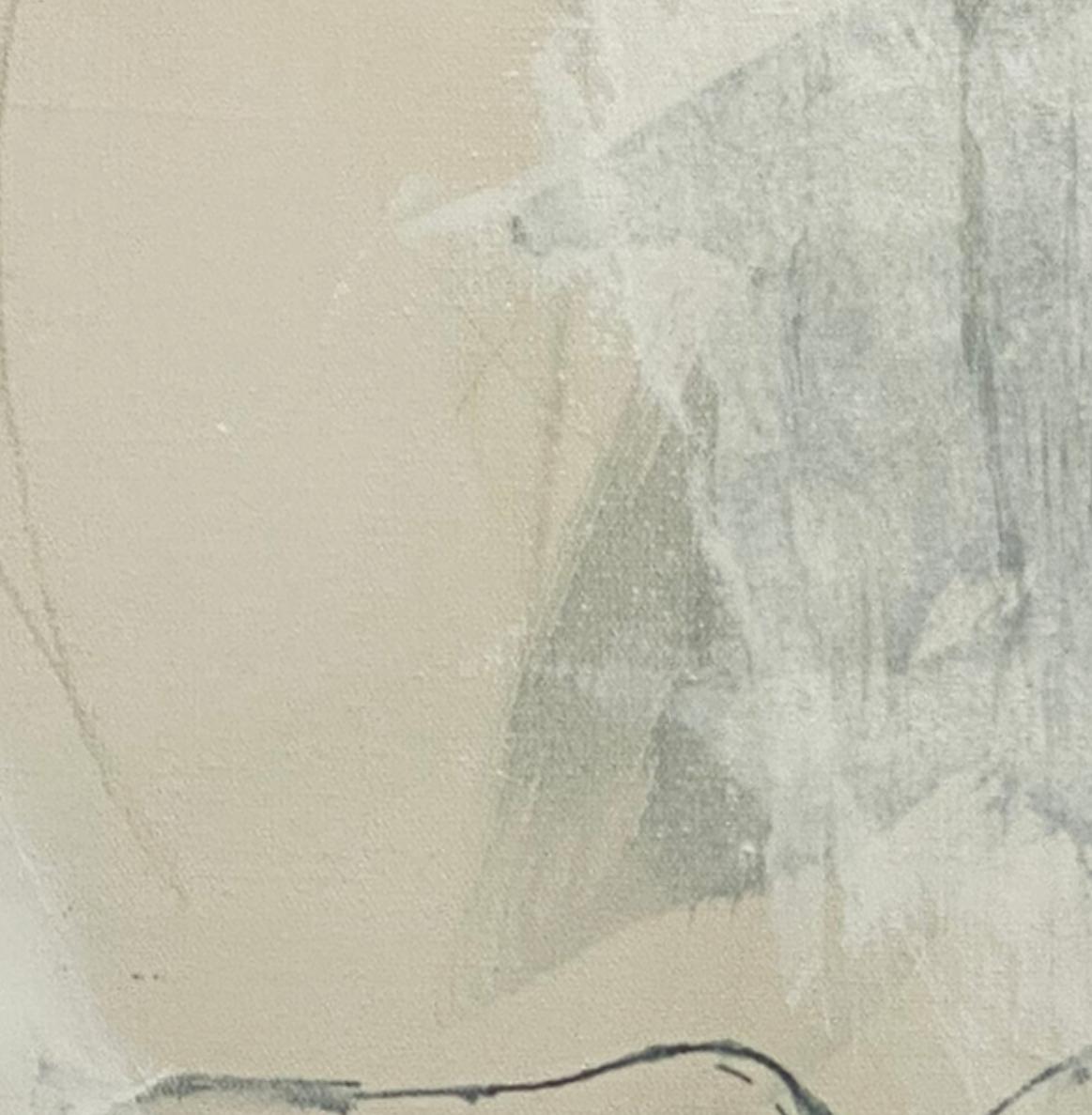 Articulado 7, abstracto contemporáneo, verde mar, tostado, blanco 24x24 pulgadas en venta 3