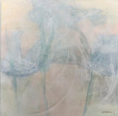 Atmospheric Balance - Peinture abstraite contemporaine, bleu doux et neutre