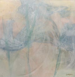 Atmospheric Balance - Contemporary Abstract Painting, Soft Blue and Neutral