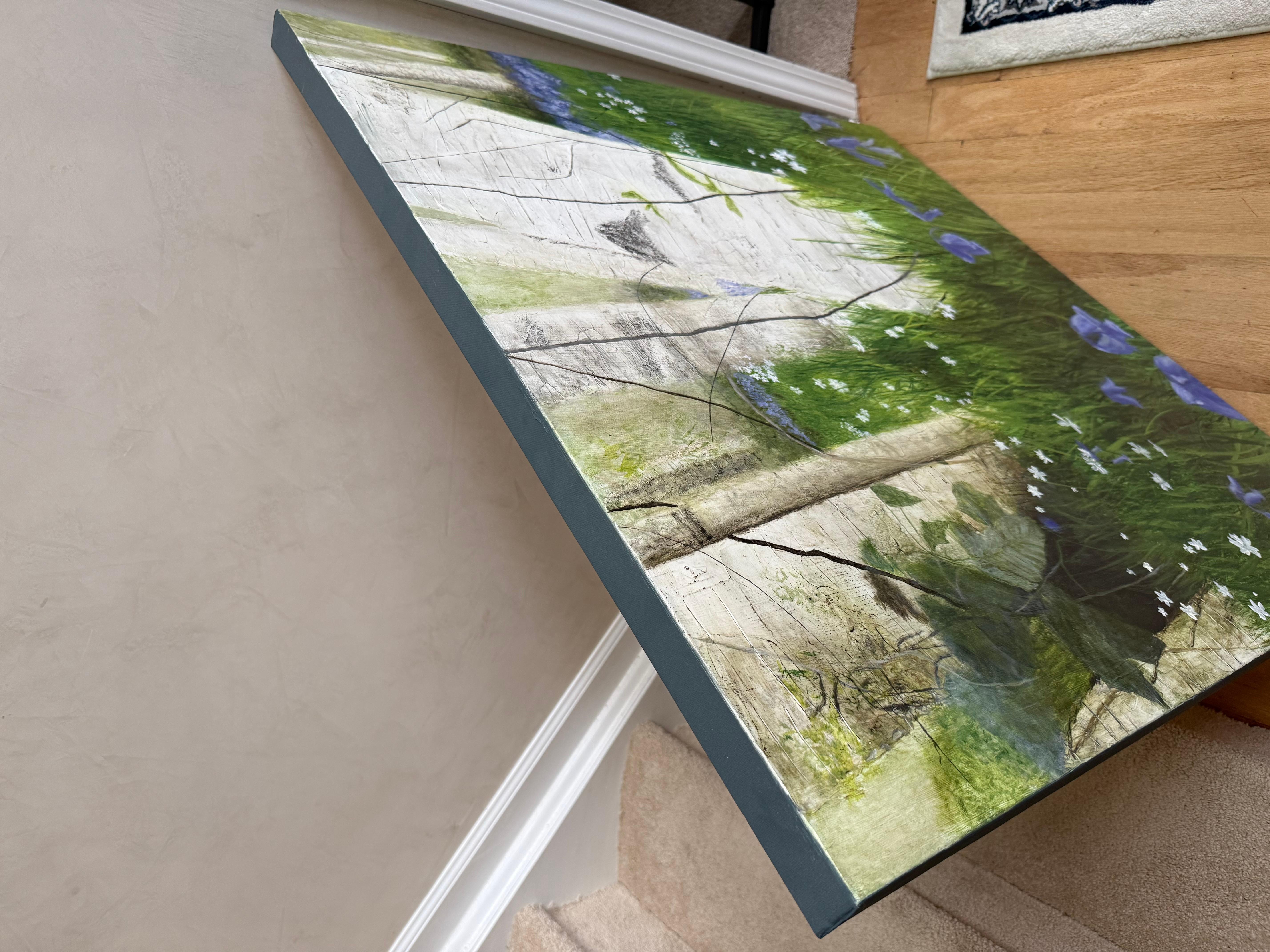 Birke Song, Birken, wilde Glockenblumen, Waldlandschaft, heiter im Angebot 2