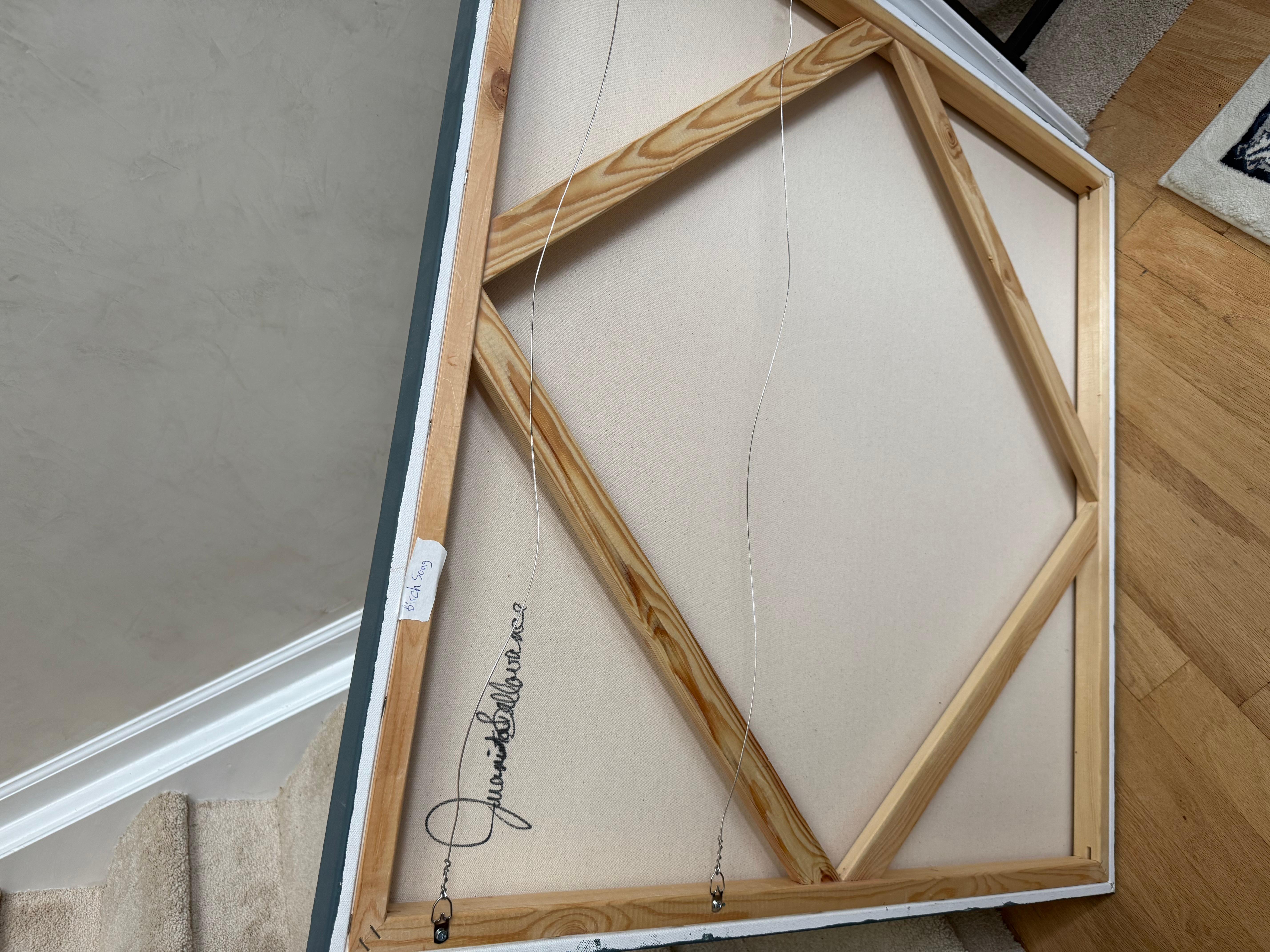 Birke Song, Birken, wilde Glockenblumen, Waldlandschaft, heiter im Angebot 3