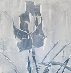 Botanical Drift 1, blue, minimal, Monochromatic, abstract