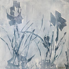 Botanical Drift 1, blue, minimal, Monochromatic, abstract