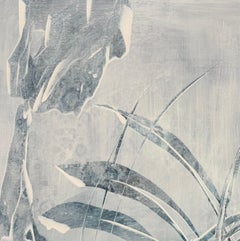 Botanical Drift 2– monochromatic, blue minimal, abstract