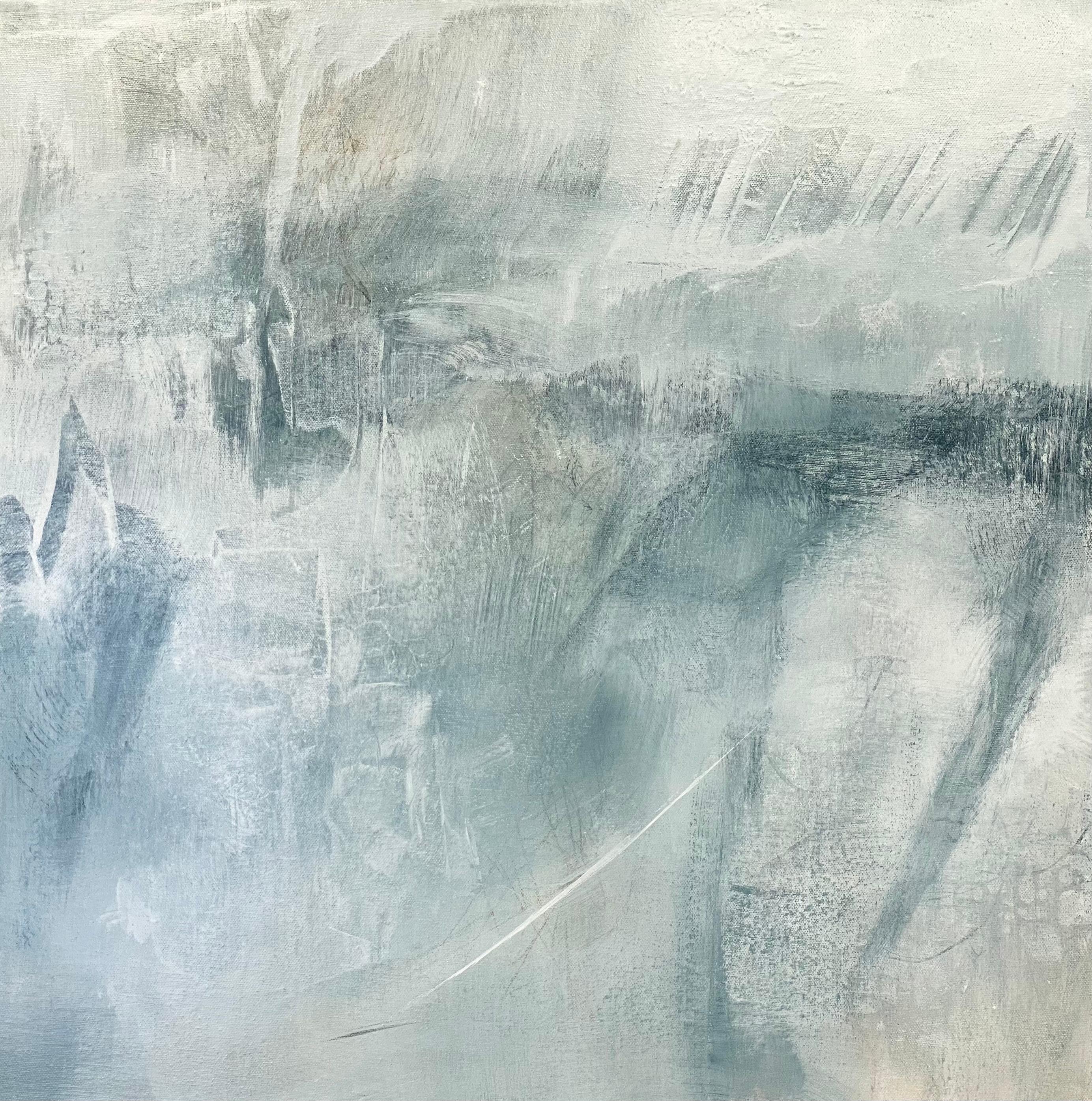 Distant waters, ocean abstract, coastal, blue, tranquil, meditative  - Painting by Juanita Bellavance 
