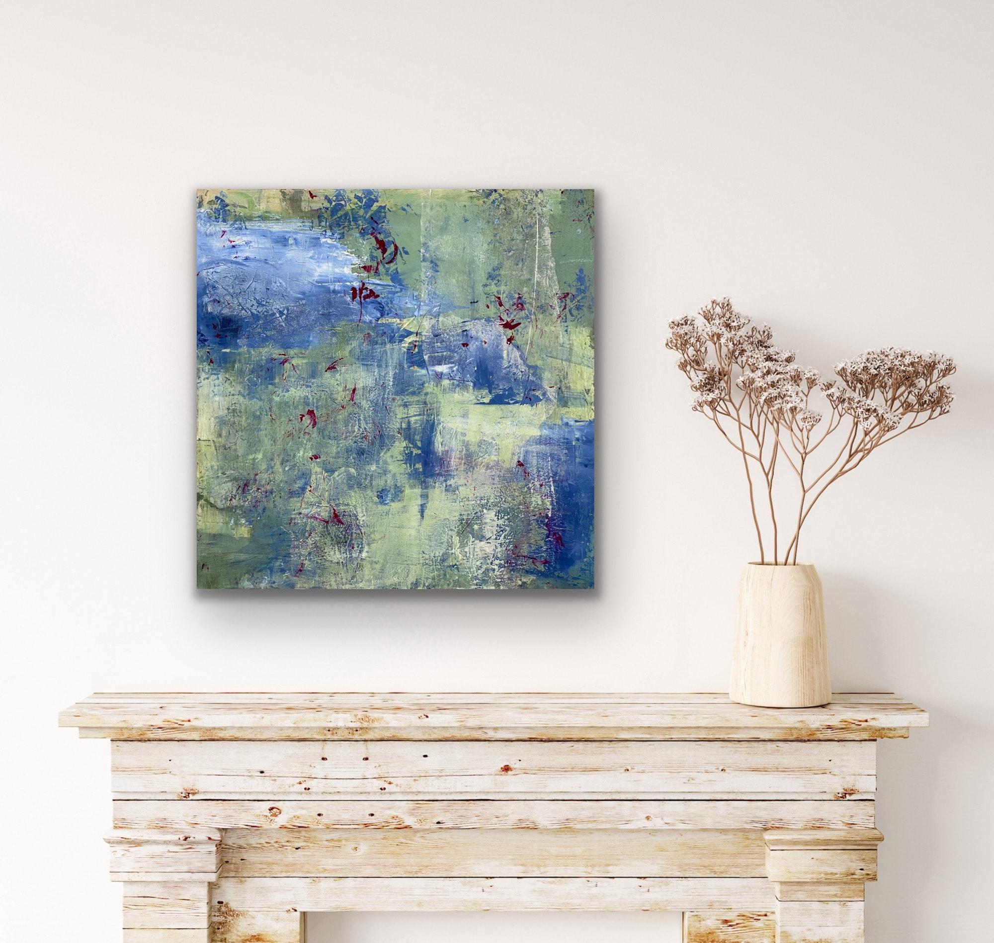 Enter the Woodland, blue, green, nature inspired, abstract expressionism For Sale 2