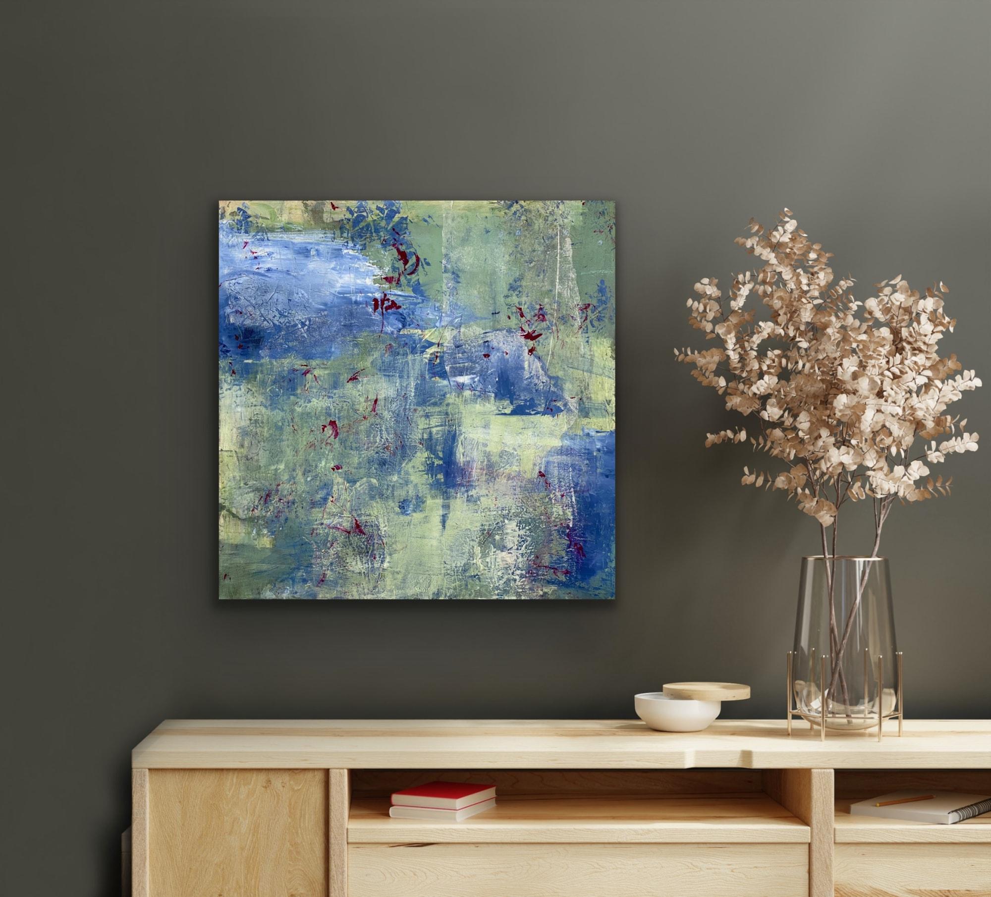 Enter the Woodland, blue, green, nature inspired, abstract expressionism For Sale 3