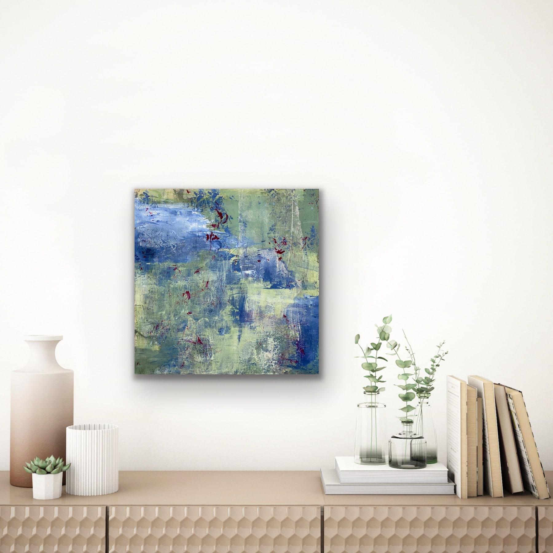 Enter the Woodland, blue, green, nature inspired, abstract expressionism For Sale 4