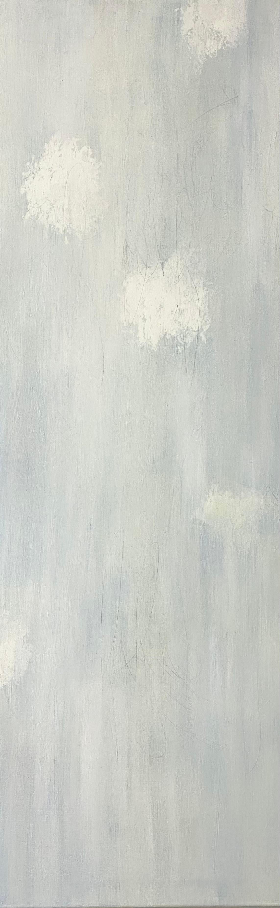 Pour simplicitys sake, contemporain, classique, Triptyque, blanc sur blanc, 3 panneaux - Impressionnisme abstrait Painting par Juanita Bellavance 