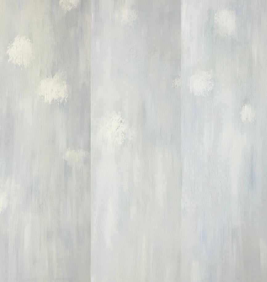 Juanita Bellavance  Interior Painting - For simplicity’s sake, Contemporary, classic, Triptych, white on white, 3 panels