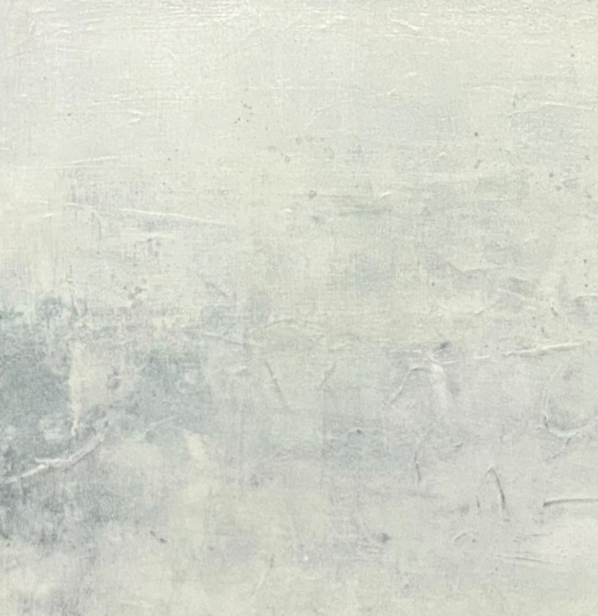 It was a misty day, Contemporary landscape, seafoam, ethereal abstract,   - Painting by Juanita Bellavance 