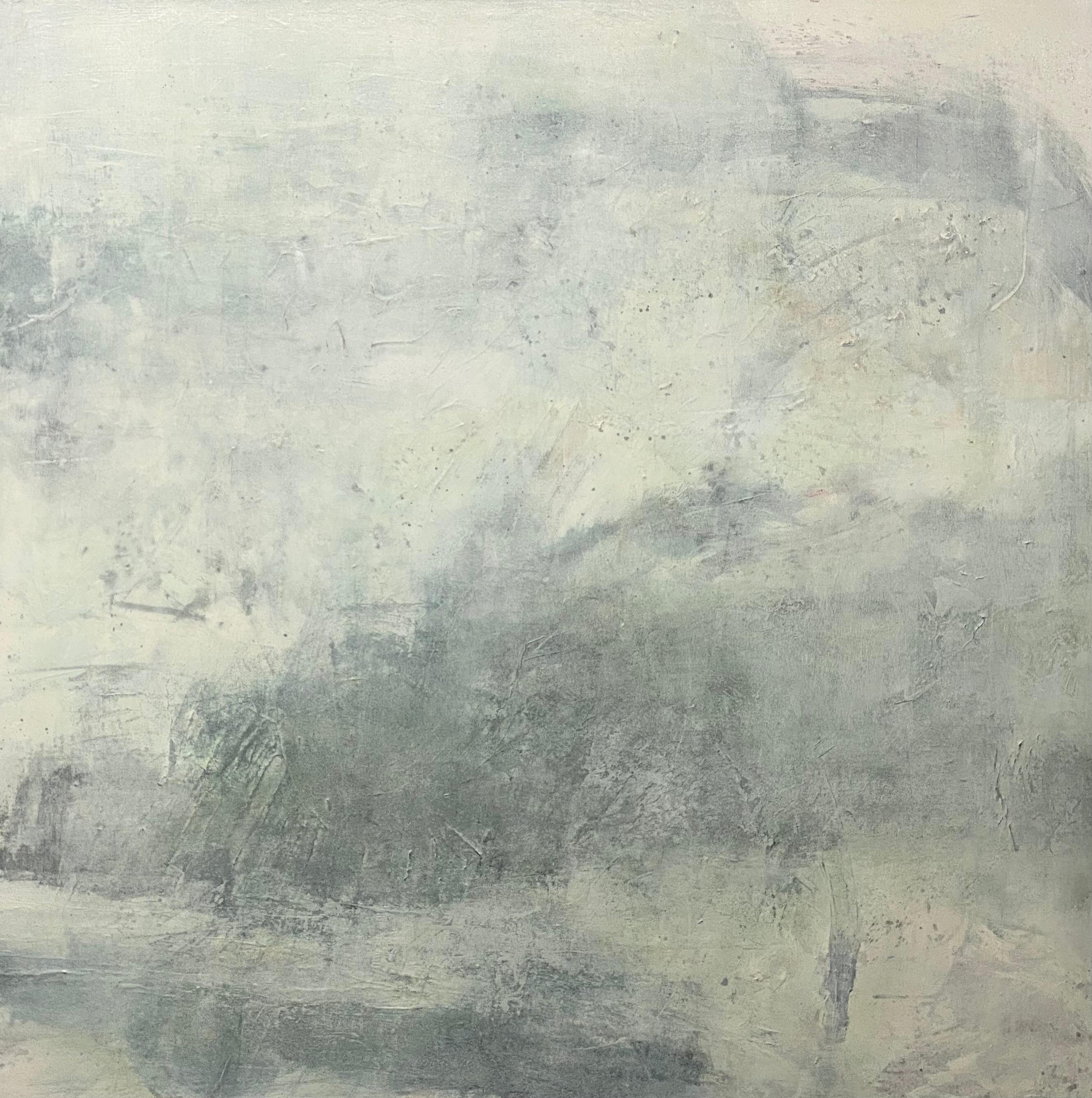 Juanita Bellavance  Landscape Painting - It was a misty day, Contemporary landscape, seafoam, ethereal abstract,  