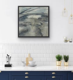 Life cycle, neutral, blue, contemporary landscape painting, 2021