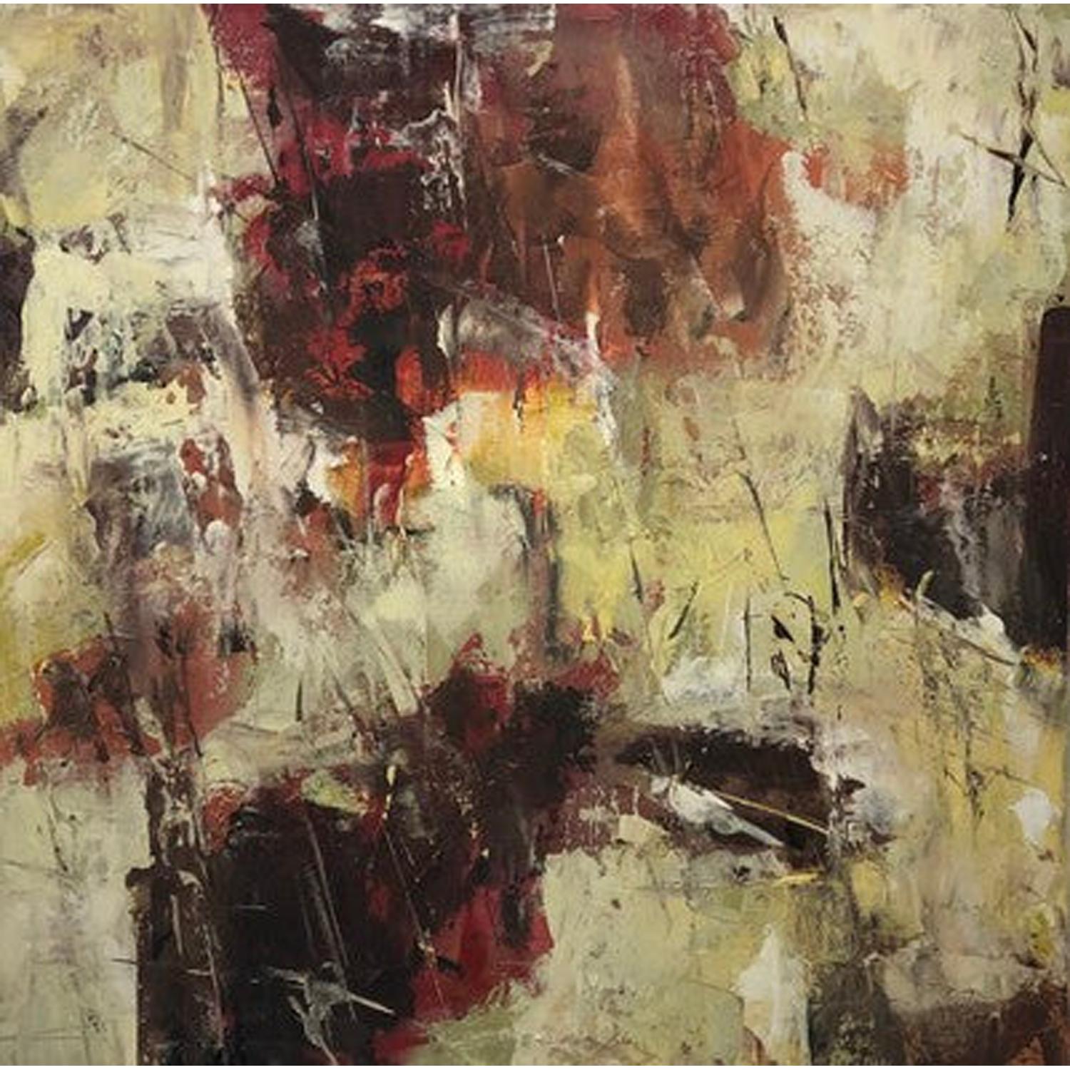 Juanita Bellavance  Abstract Painting – Limitations 1, red and neutral abstract expressionism, zorn palette