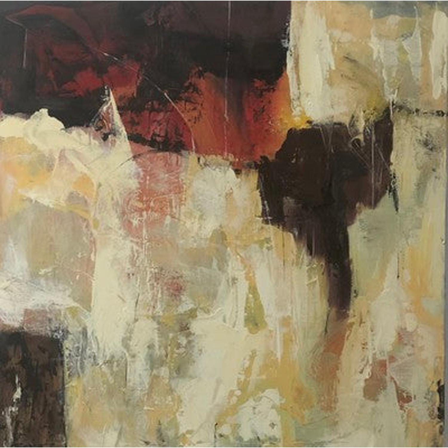 Juanita Bellavance  Abstract Painting - Limitations 2, red, black, neutral white, earthy, texture