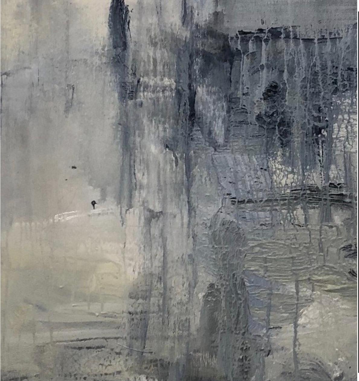 Ruptura luminosa, Expresionismo abstracto, azul, blanco, gris, negro en venta 1