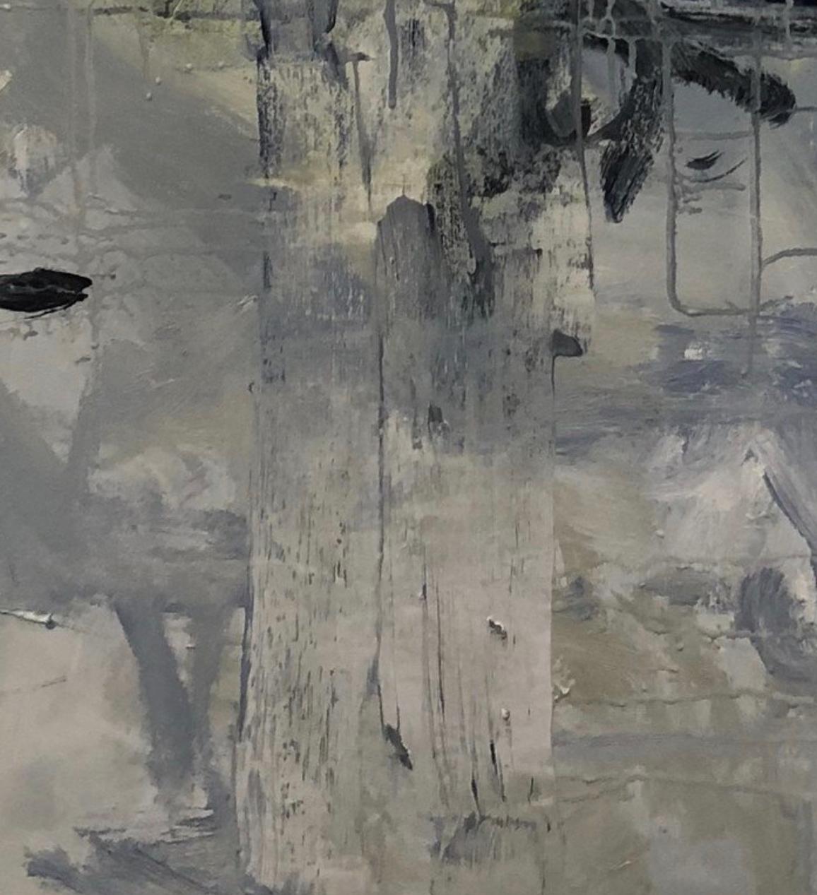 Ruptura luminosa, Expresionismo abstracto, azul, blanco, gris, negro en venta 2
