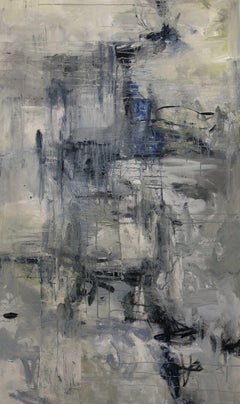 Luminous breakthrough, Abstract expressionism, blue, white, gray, black
