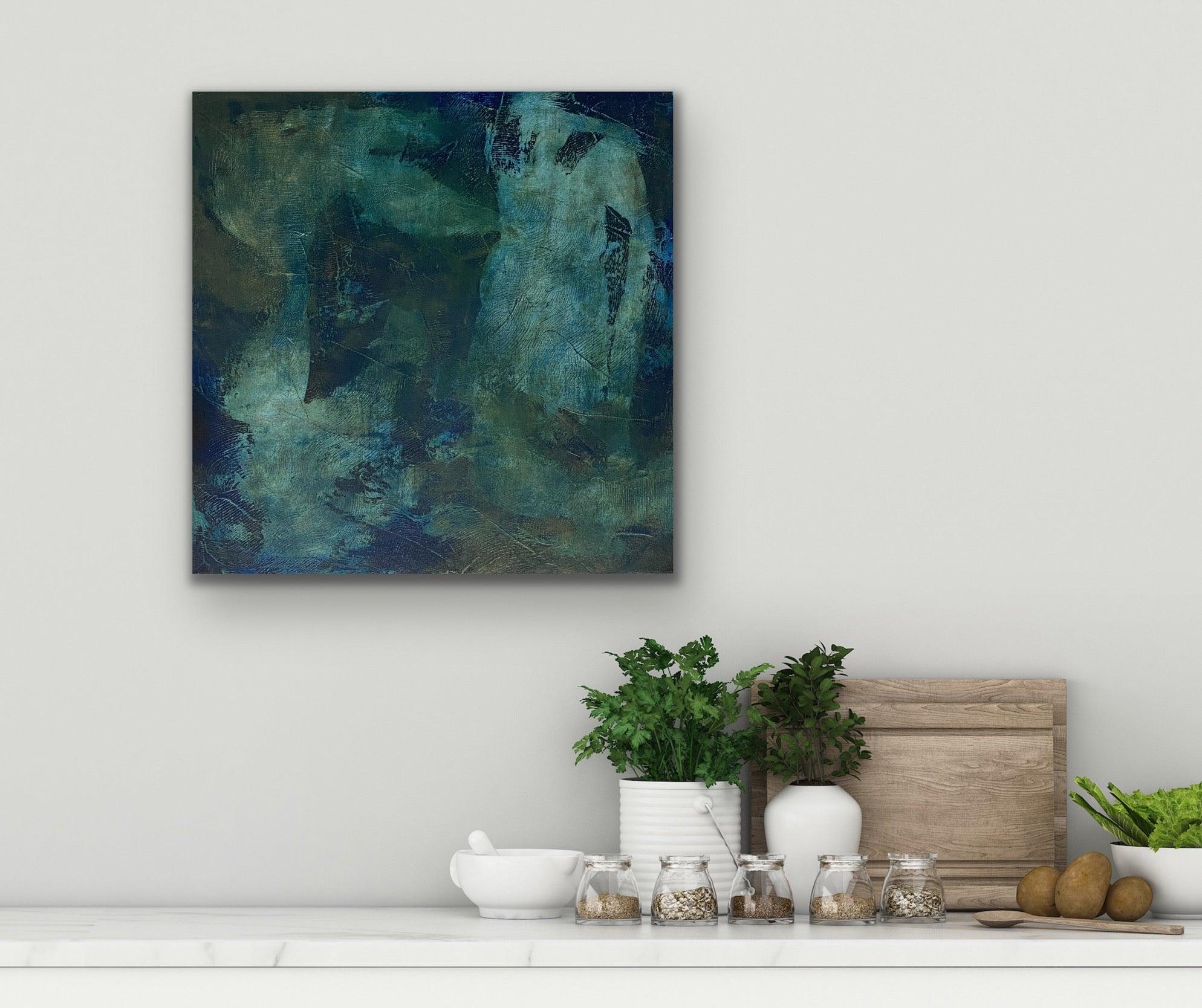 May I have this dance?, Contemporary, emerald, monochromatic, dramatic painting For Sale 2