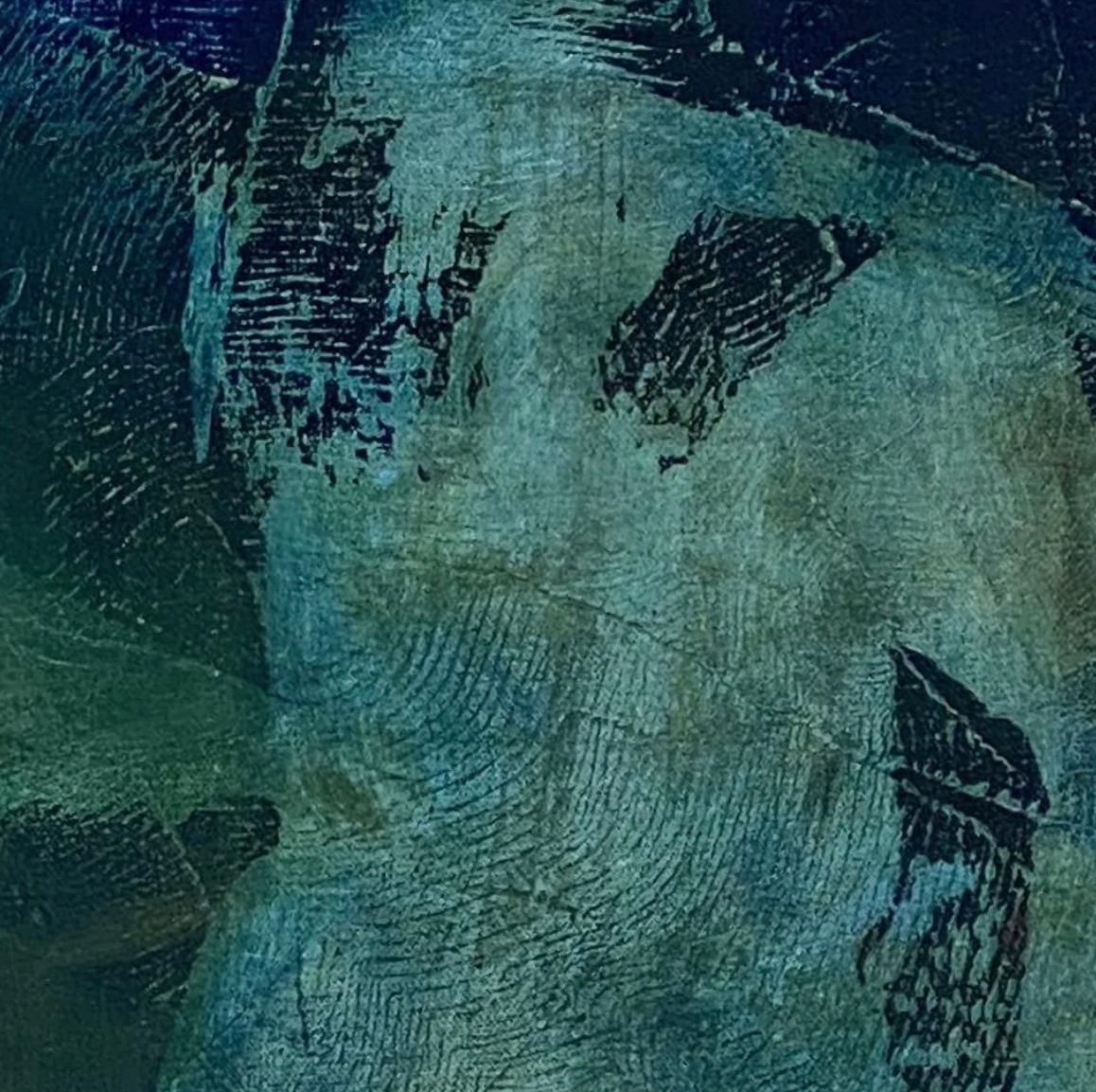 Posso avere questo ballo?, Contemporaneo, smeraldo, monocromatico, pittura drammatica in vendita 2