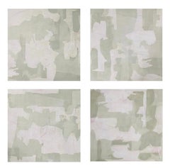 Maze 1, 2, 3, 4, neutral original art, seafoam, white, gray green 