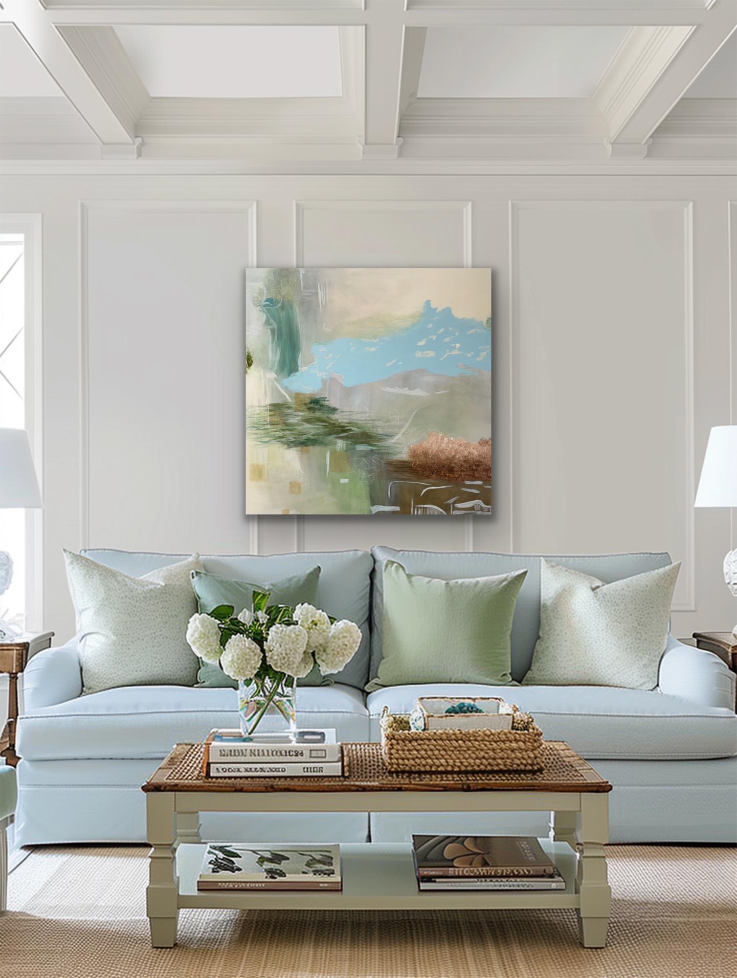 Mystique 7, blue, earthy, green, white, calm, atmospheric For Sale 6