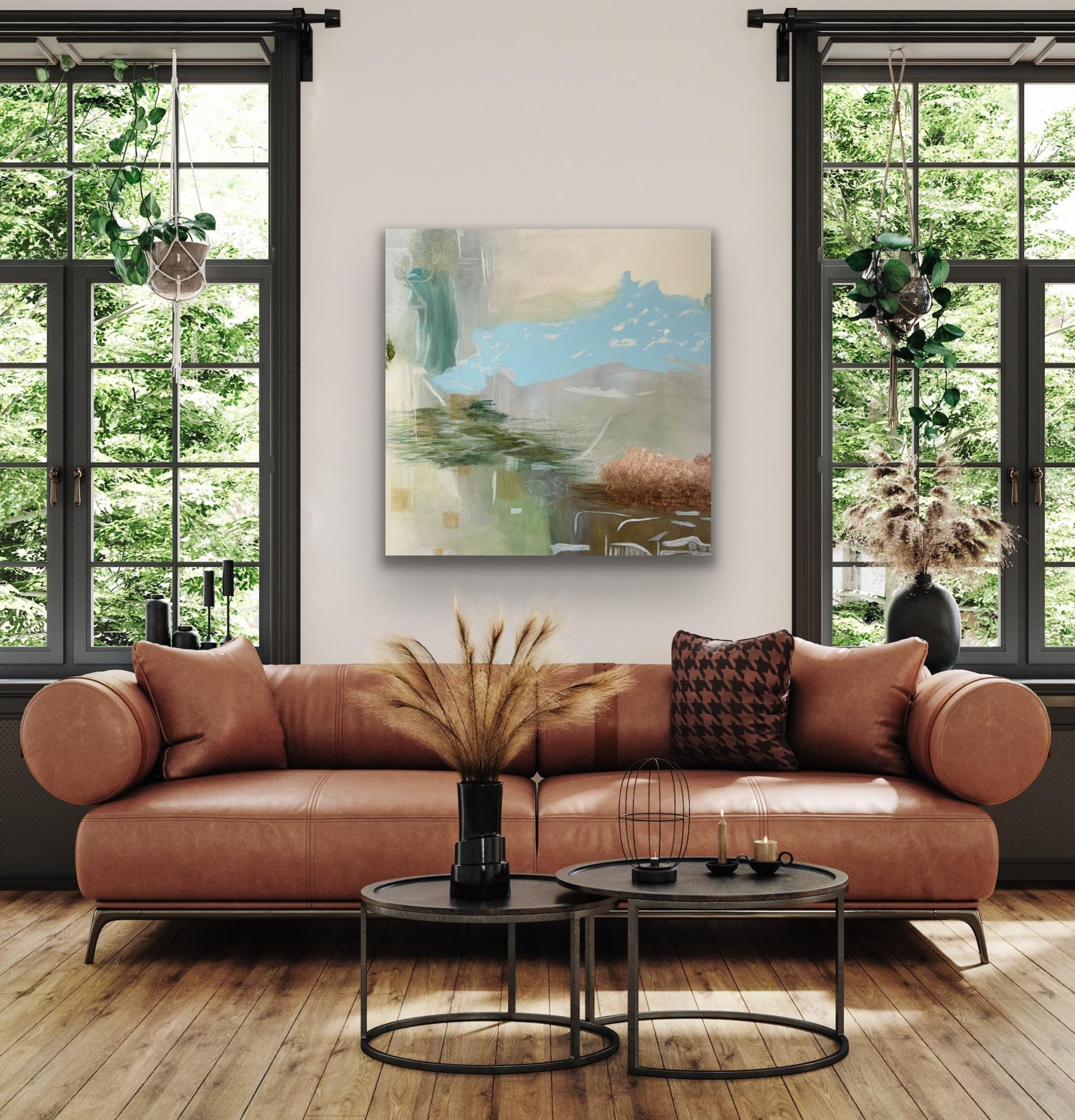 Mystique 7, blue, earthy, green, white, calm, atmospheric For Sale 7