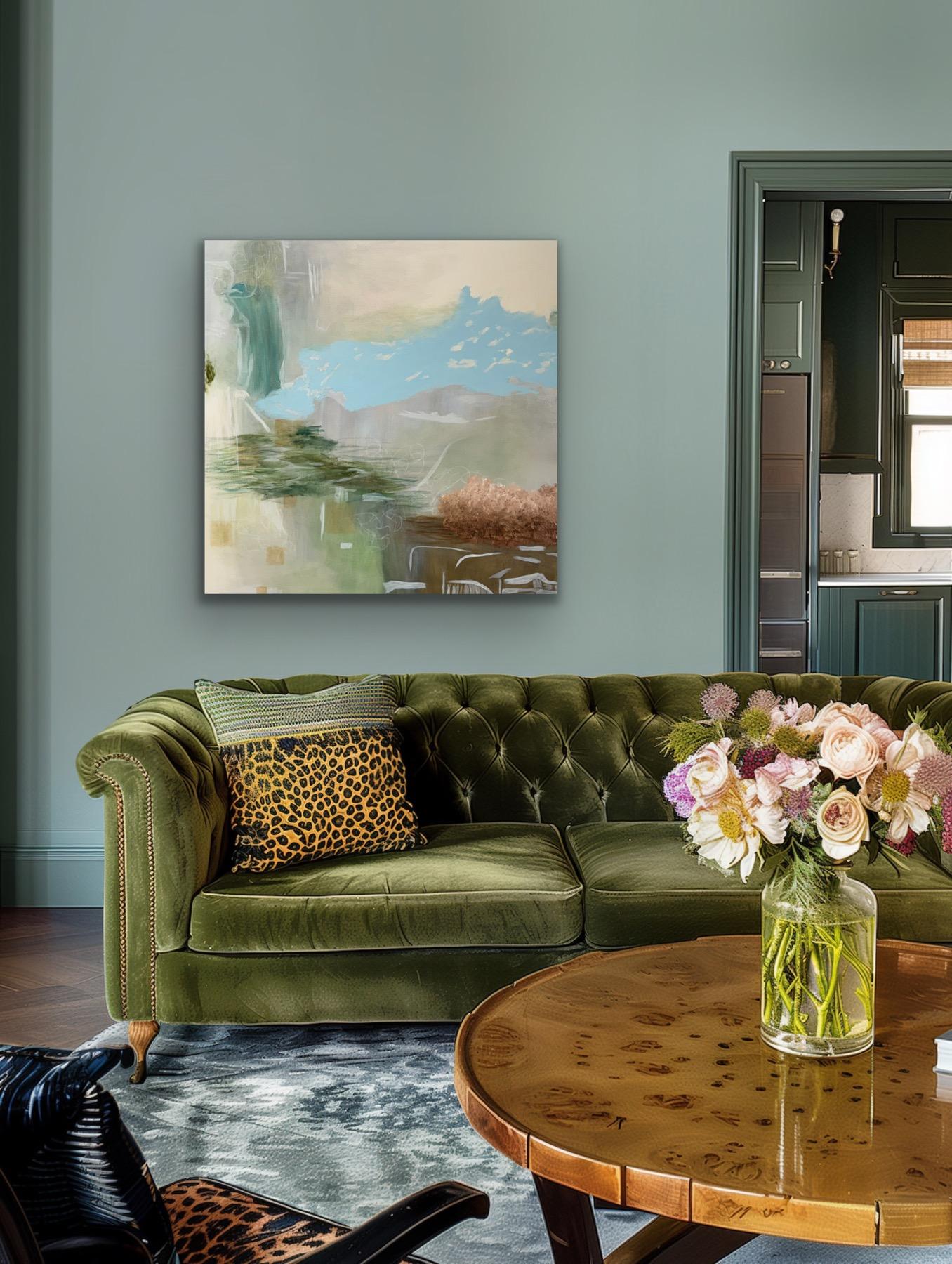 Mystique 7, blue, earthy, green, white, calm, atmospheric For Sale 8