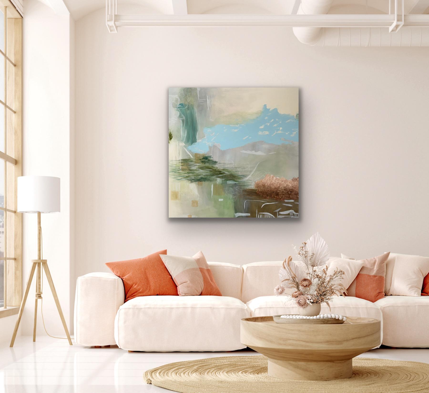 Mystique 7, blue, earthy, green, white, calm, atmospheric For Sale 10