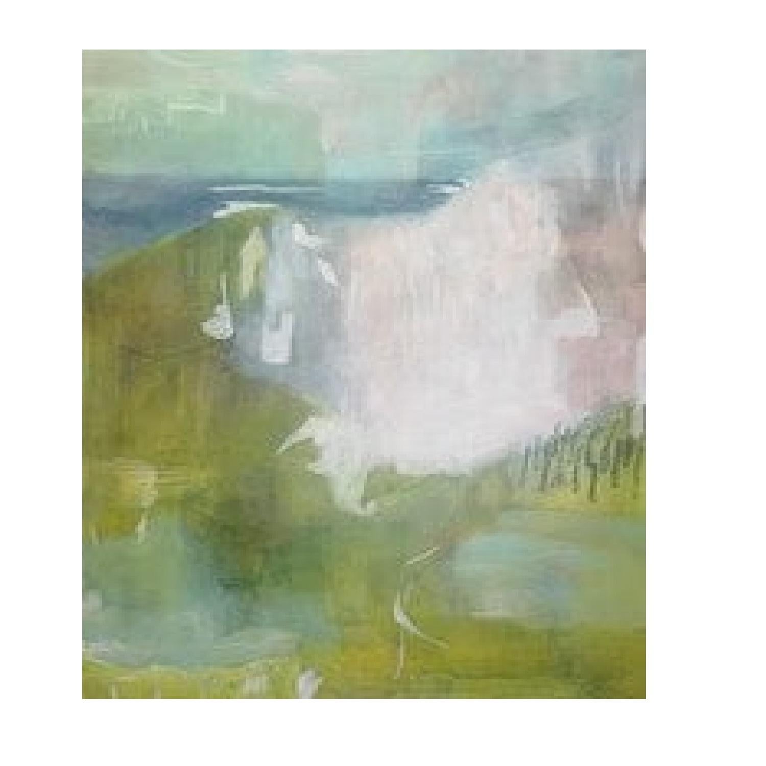 Juanita Bellavance  Abstract Painting - Natural Wonder 1, 2019, abstract expressionism, landscape, green, blue, pink