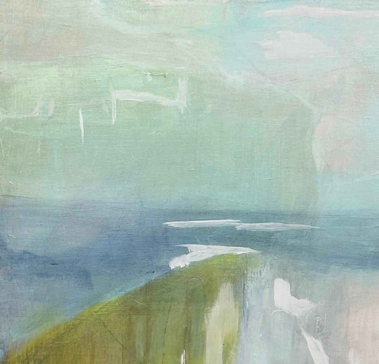 Natural Wonder 1, pink, yellow green, blue - Painting by Juanita Bellavance 
