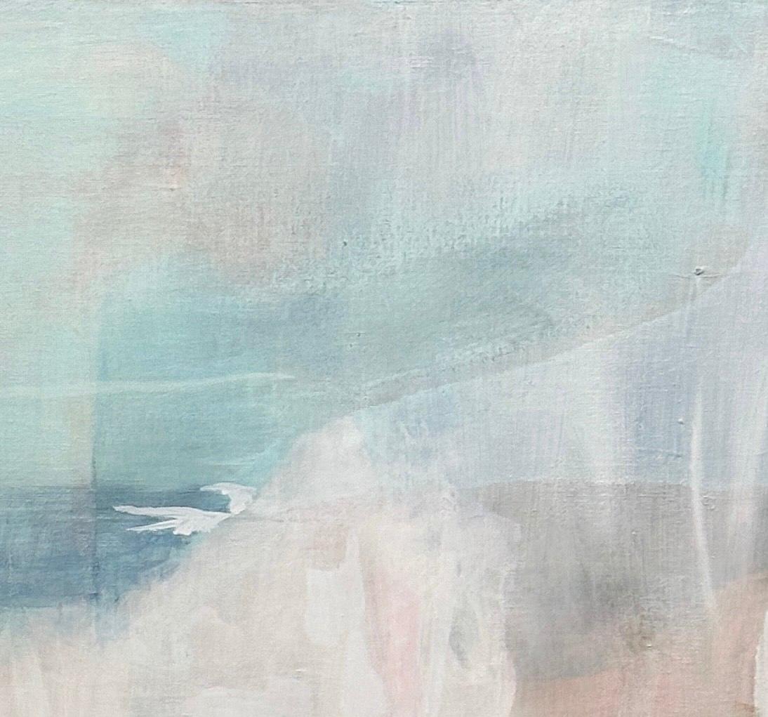 Natural Wonder 1, pink, yellow green, blue - Abstract Impressionist Painting by Juanita Bellavance 