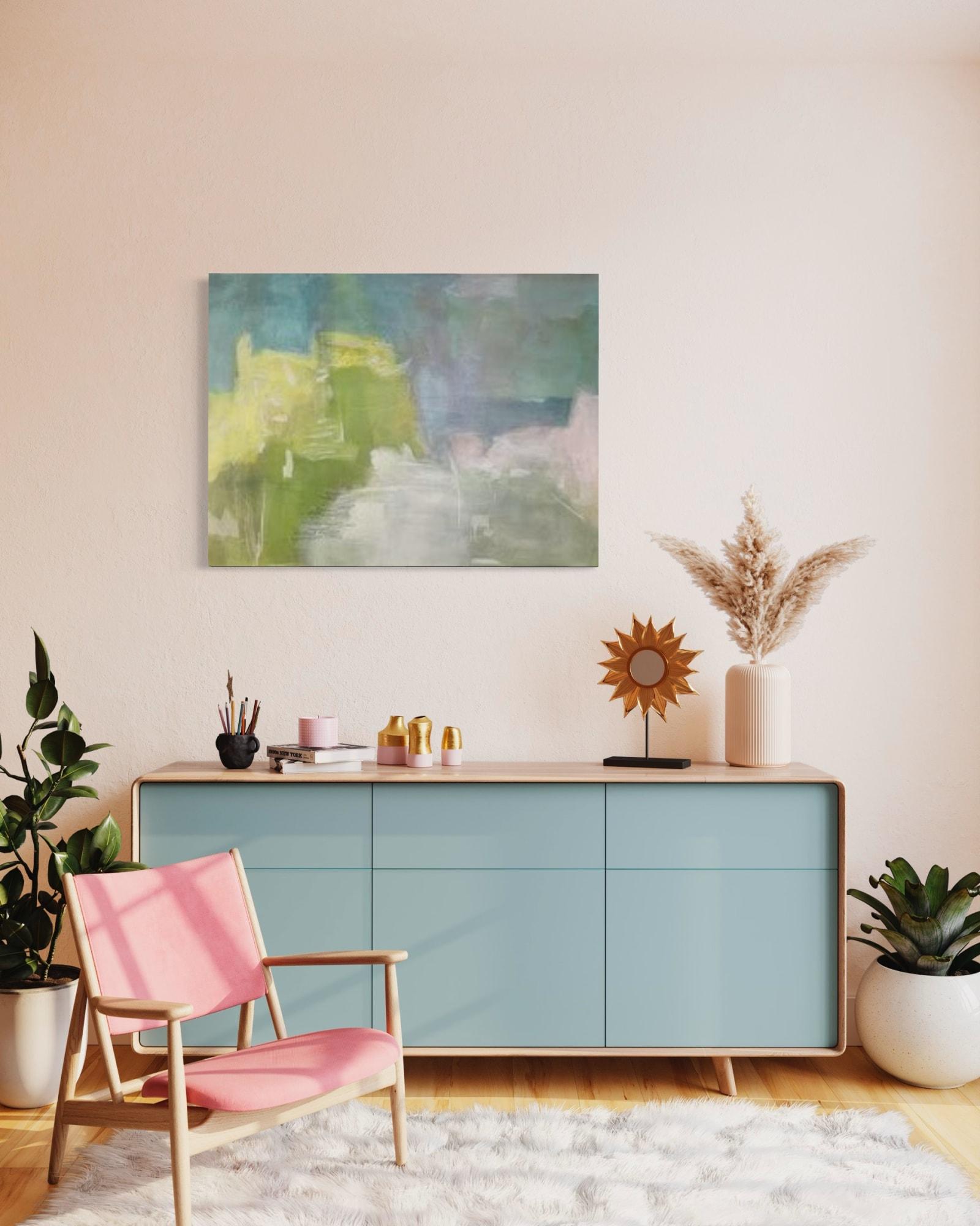 Natural Wonder 2, 2019, abstract expressionism, landscape, blue, green, pink 1