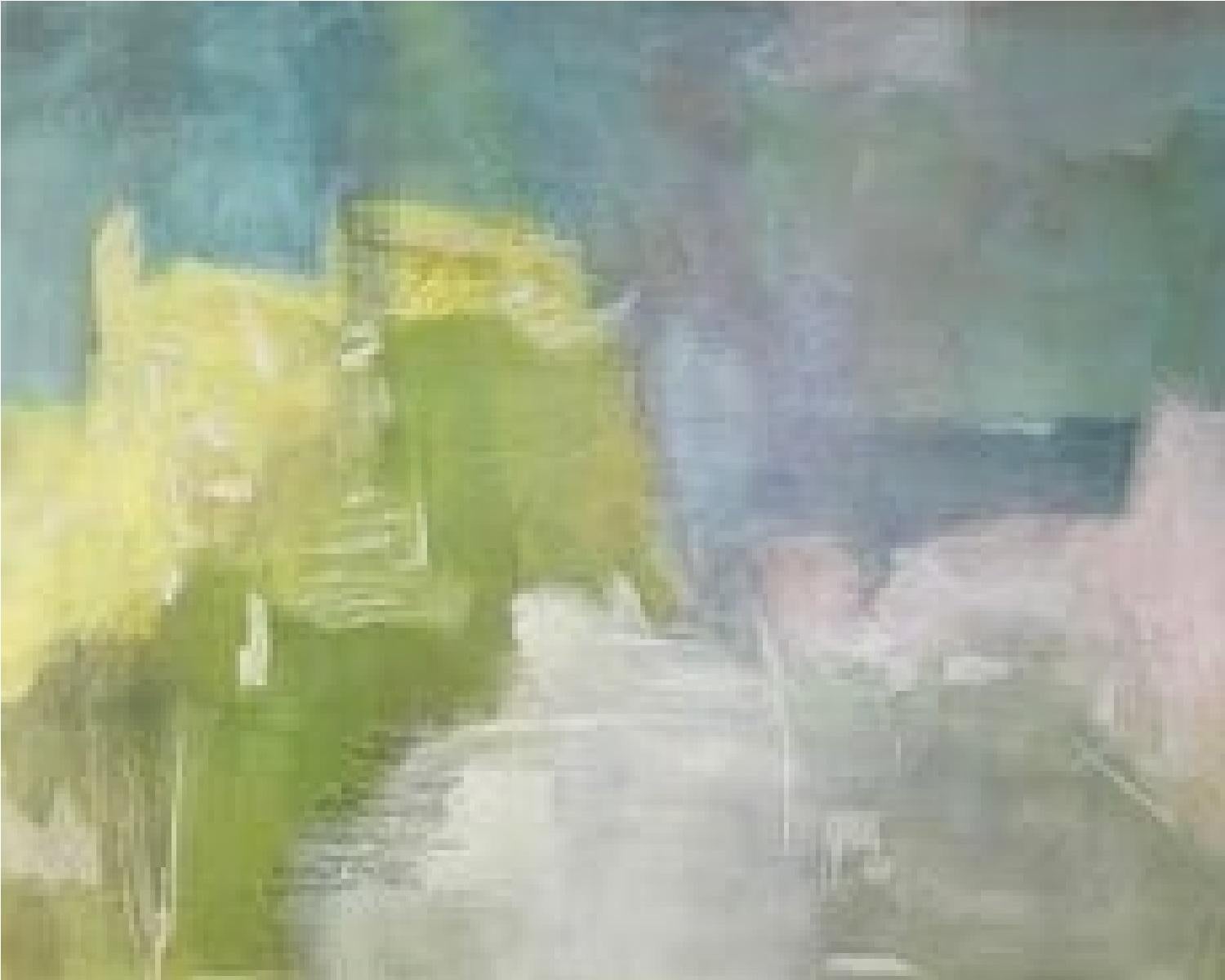 Juanita Bellavance  Abstract Painting - Natural Wonder 2, 2019, abstract expressionism, landscape, blue, green, pink