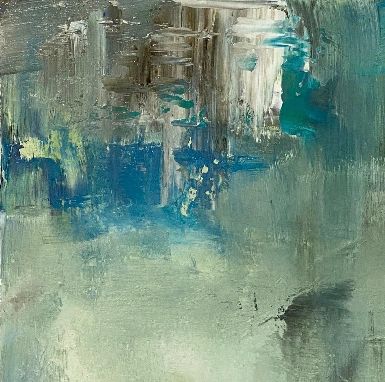 Out of the Blue, azul, amarillo, verde, marrón, blanco, expresionismo abstracto en venta 1