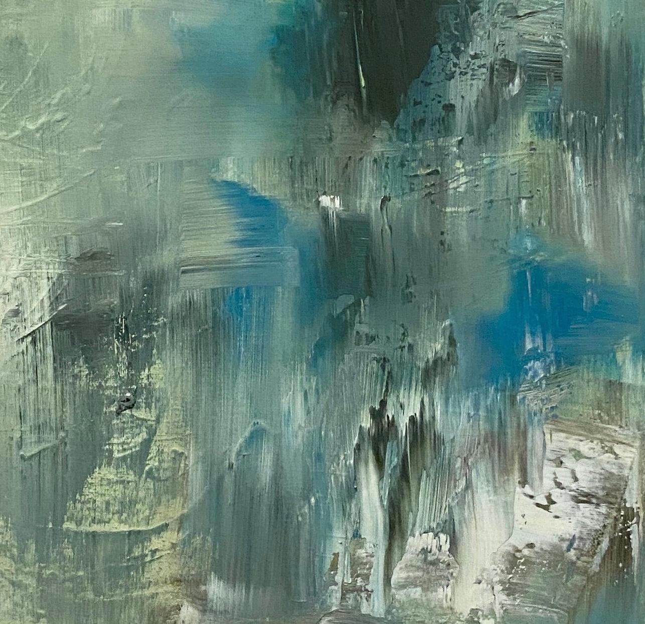 Out of the Blue, azul, amarillo, verde, marrón, blanco, expresionismo abstracto en venta 4