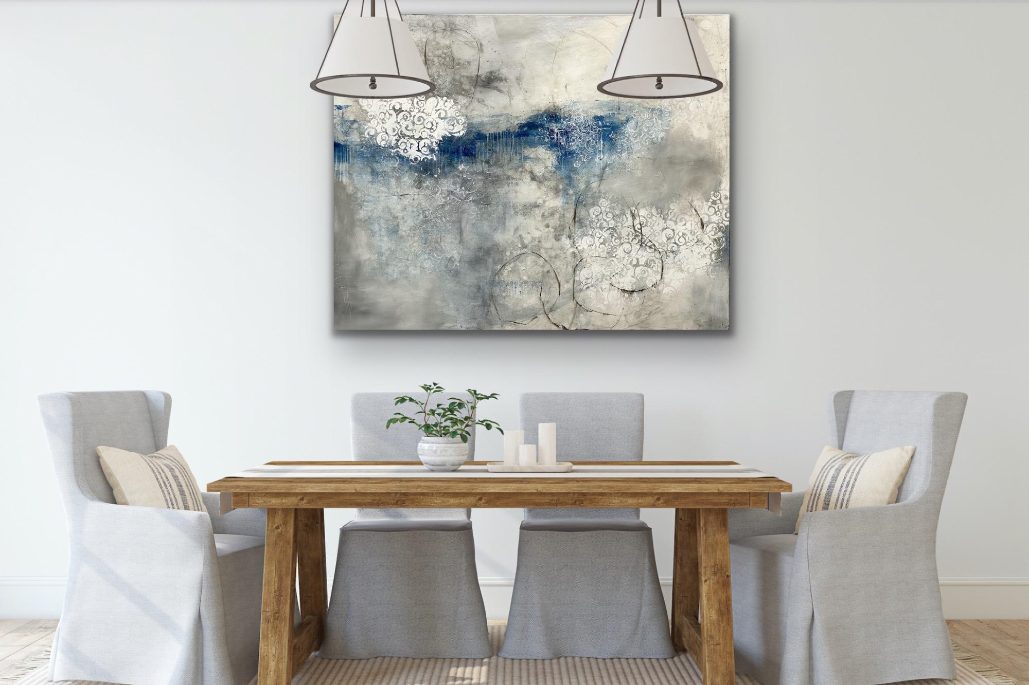 Pool of tranquility,  Contemporary seascape, blue, ocean, 2020, Acrylic on canva - Painting by Juanita Bellavance 