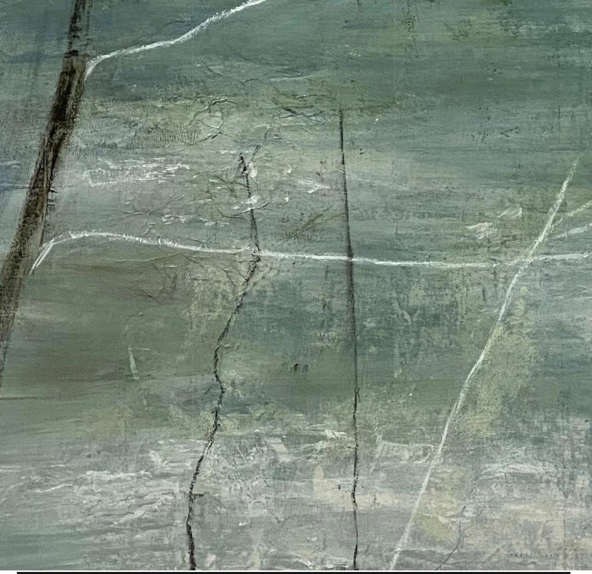 Reflective, teal, green, neutral, contemporary landscape, 2021, Acrylic  1