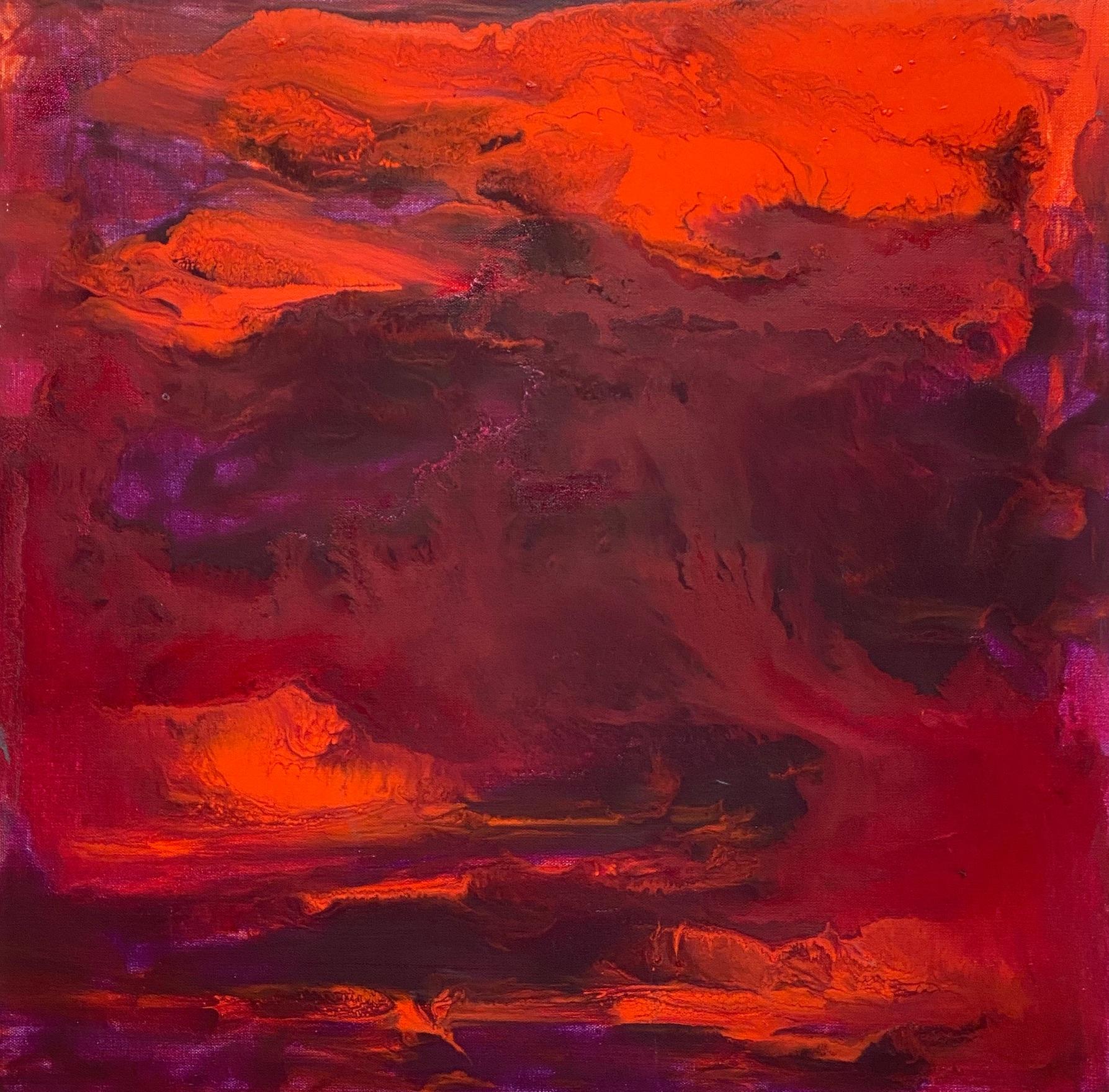 Sailor's delight, pittura contemporanea con rossi, arancioni e violetti in vendita 6