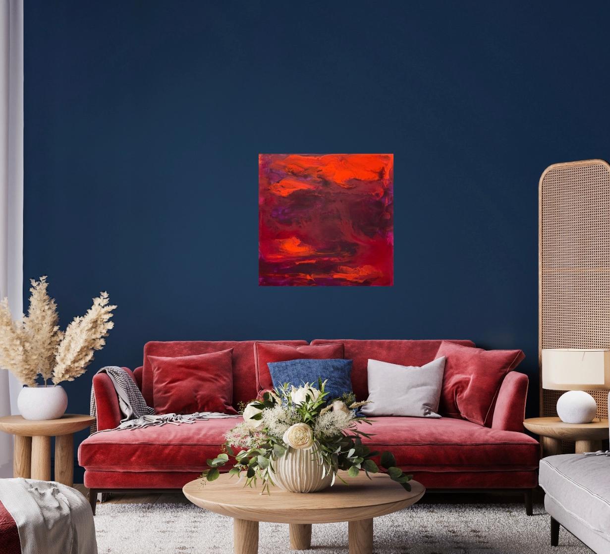Sailor's delight, pittura contemporanea con rossi, arancioni e violetti in vendita 12