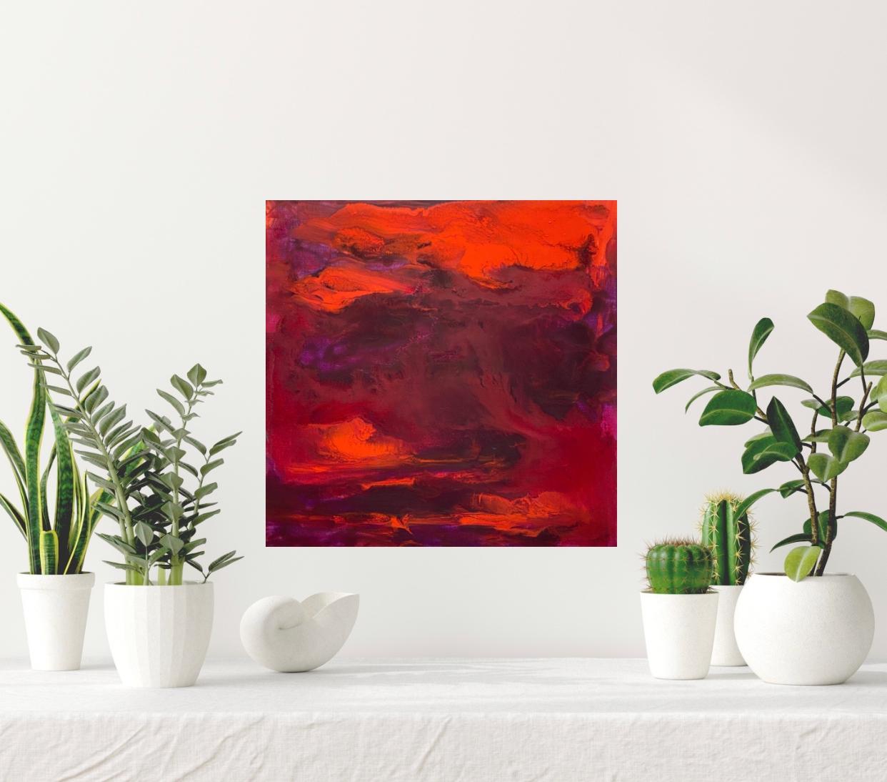 Sailor's delight, pittura contemporanea con rossi, arancioni e violetti in vendita 15