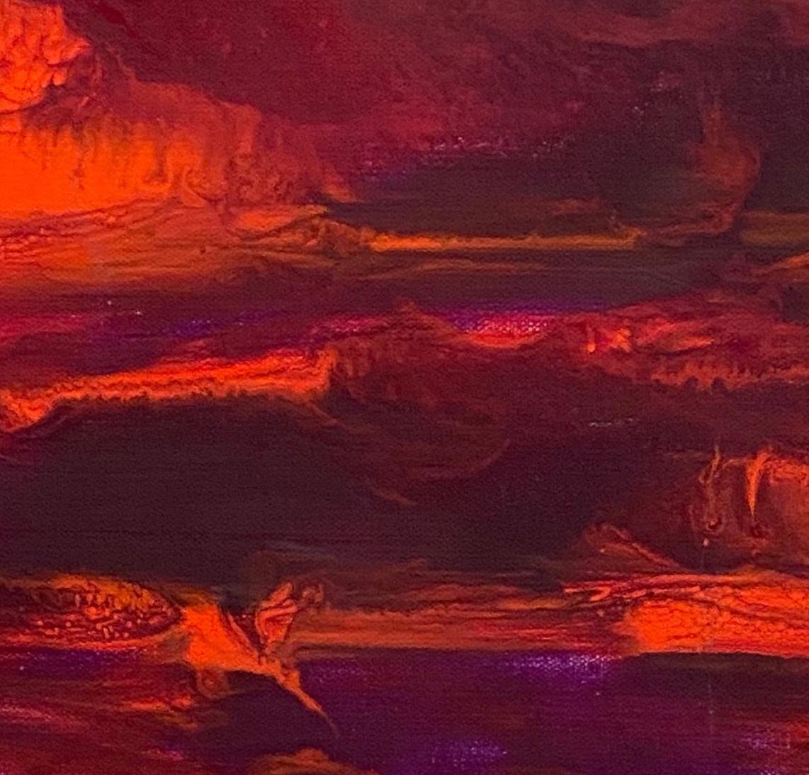 Sailor's delight, Contemporary painting with bold reds, oranges and violets - Abstract Impressionist Painting by Juanita Bellavance 
