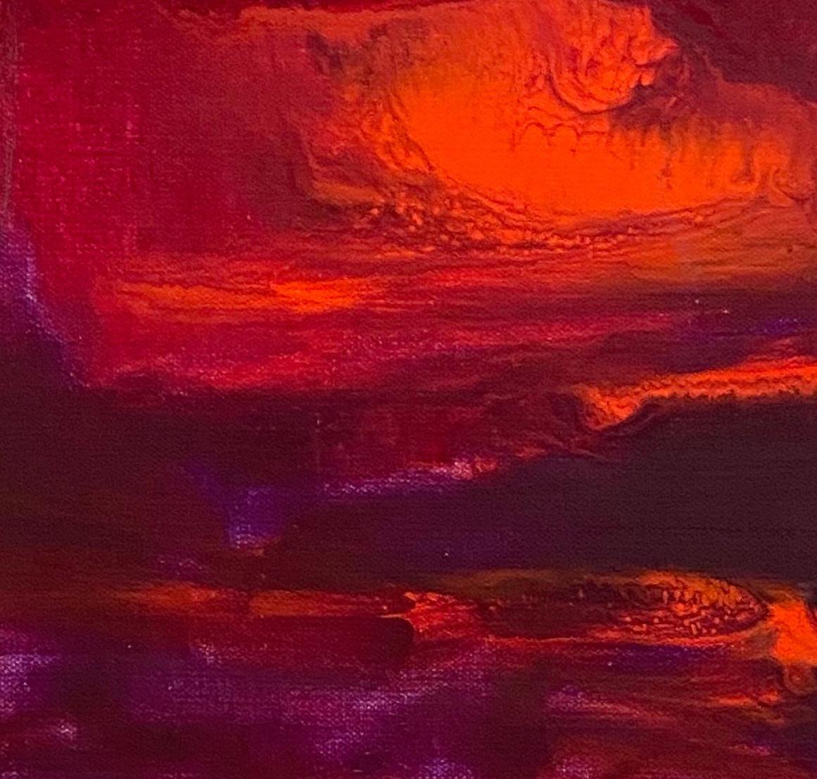 Sailor's delight, Contemporary painting with bold reds, oranges and violets - Brown Abstract Painting by Juanita Bellavance 