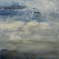 Sands of time, blue, white, neutral contemporary landscape painting